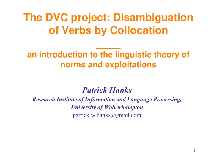 Verb Disambiguation through Collocation Patterns