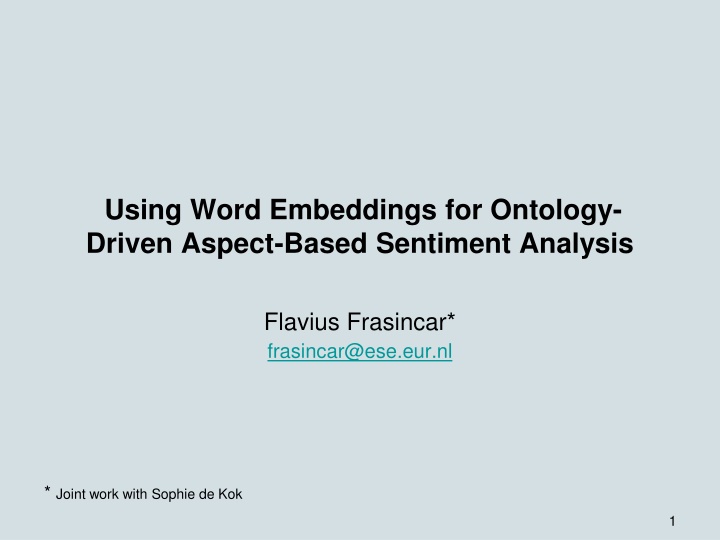 Using Word Embeddings for Ontology-Driven Aspect-Based Sentiment Analysis