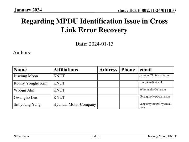 Error Recovery Methods for MPDU Identification in IEEE 802.11-24