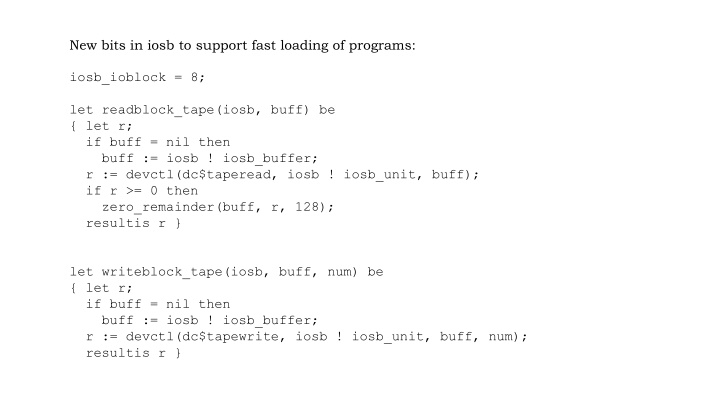 Enhancements in iOSB for Fast Program Loading