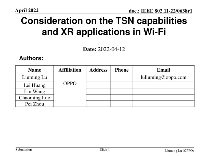 Consideration on TSN Capabilities and XR Applications in Wi-Fi