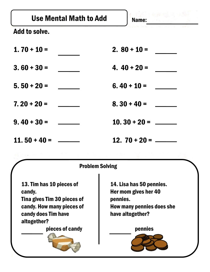 Math Addition and Subtraction Practice with Problem Solving