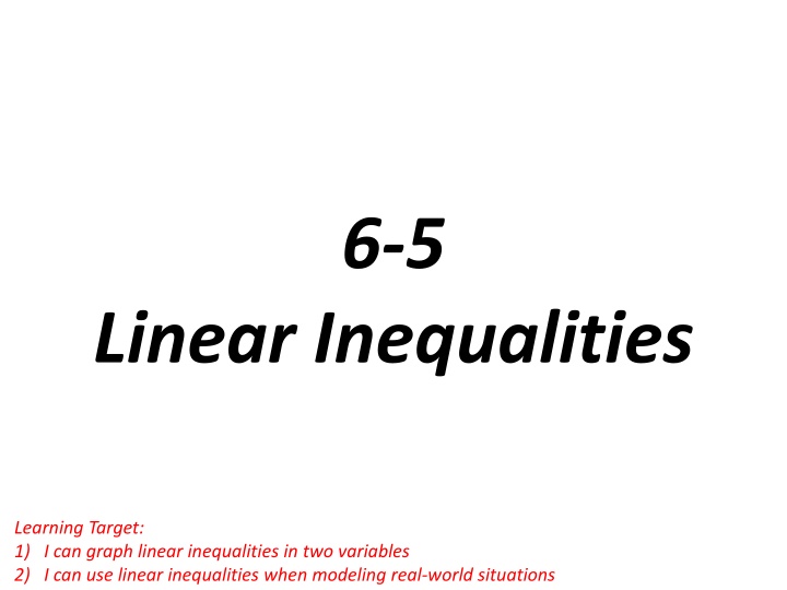 Linear Inequalities in Two Variables