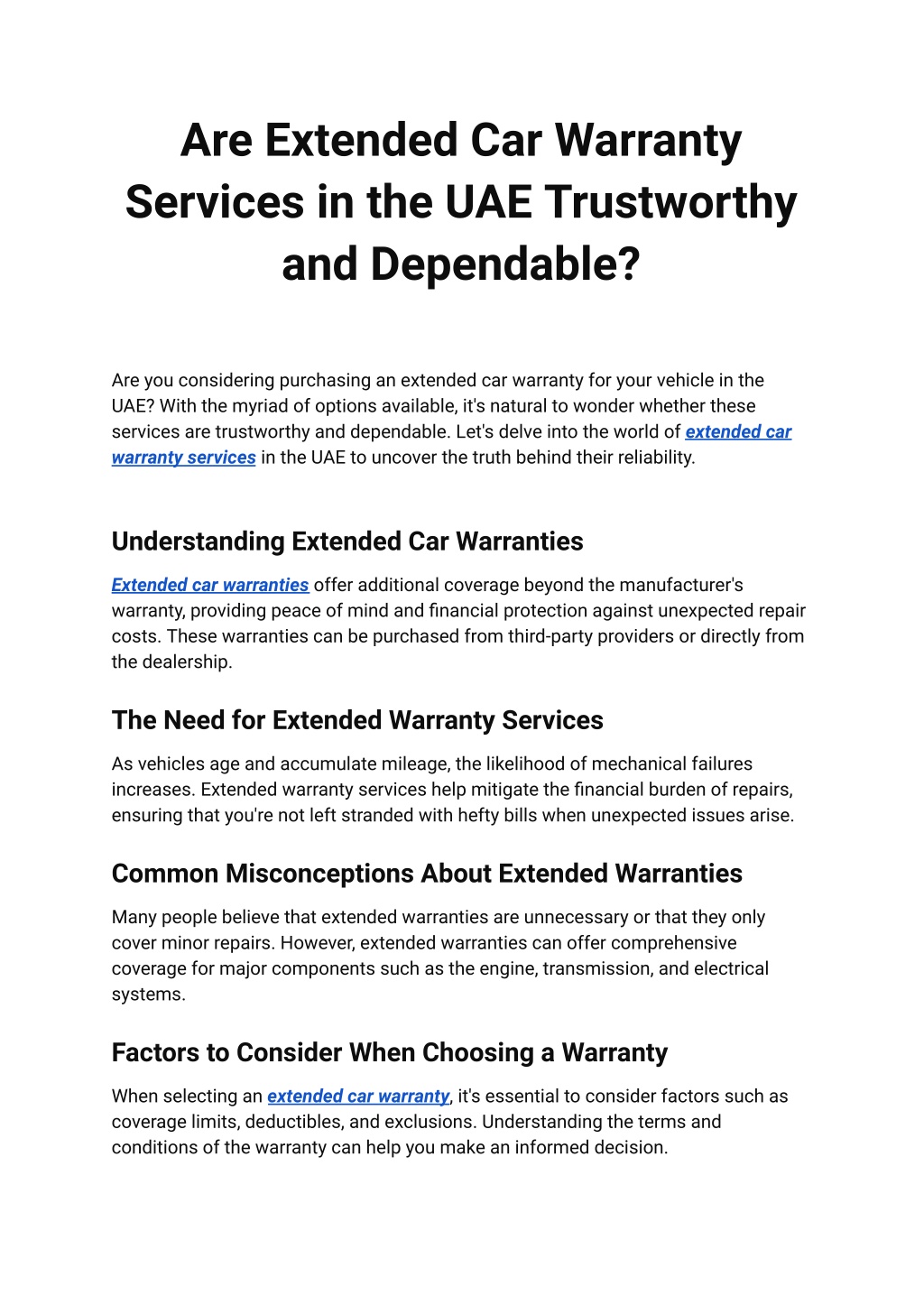 are extended car warranty services l.w