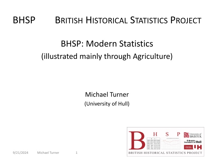 A Comparative Study of Agriculture in British Historical Statistics Project and Agrarian History of England & Wales