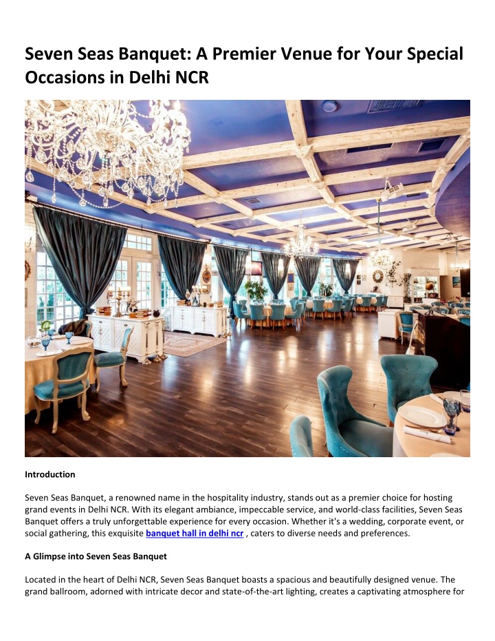 seven seas banquet a premier venue for your n.w