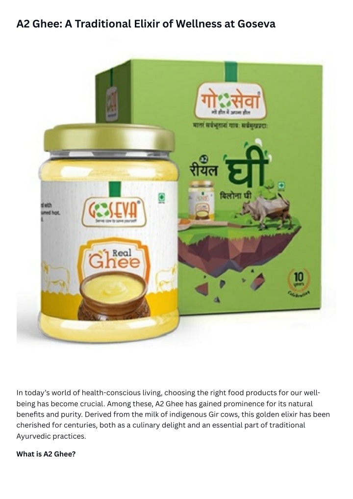 a2 ghee a traditional elixir of wellness at goseva n.w