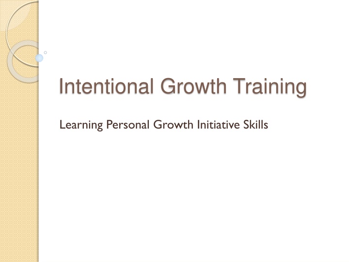 Personal Growth Training and Initiative Overview