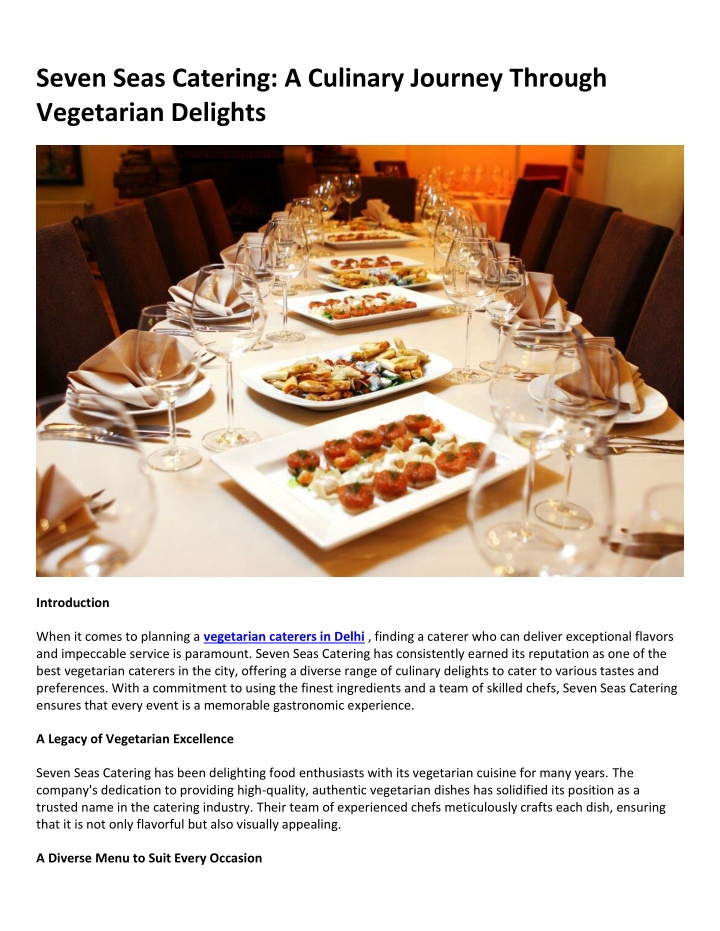 seven seas catering a culinary journey through n.w