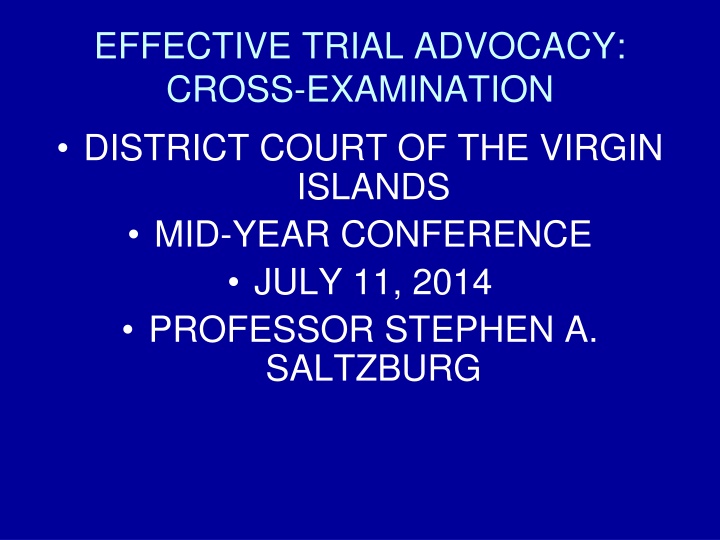Effective Trial Advocacy: Cross-Examination Strategies by Professor Stephen A. Saltzburg