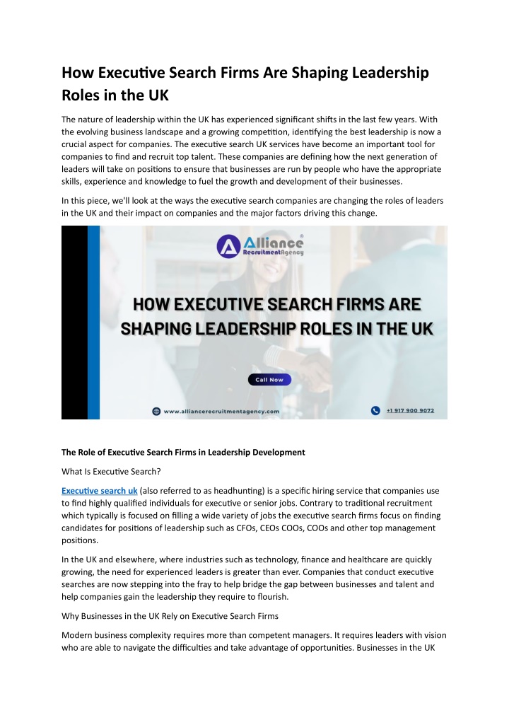 how executive search firms are shaping leadership n.w