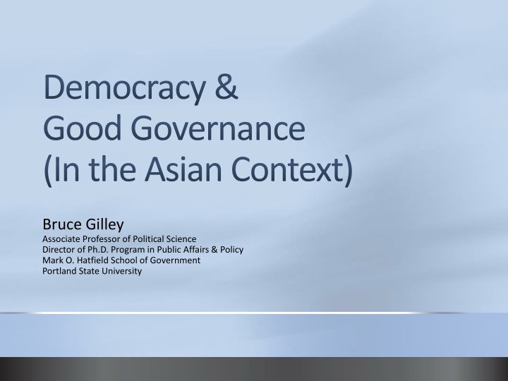 Democracy and Good Governance in Asia