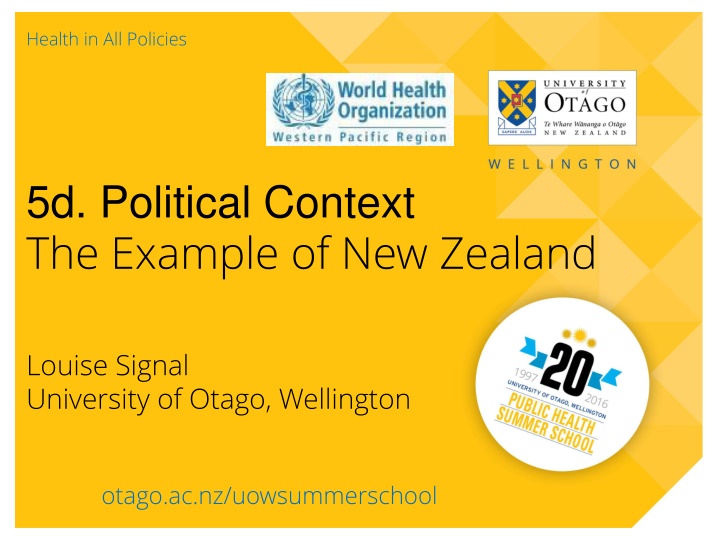 The Political Context of Public Health in New Zealand