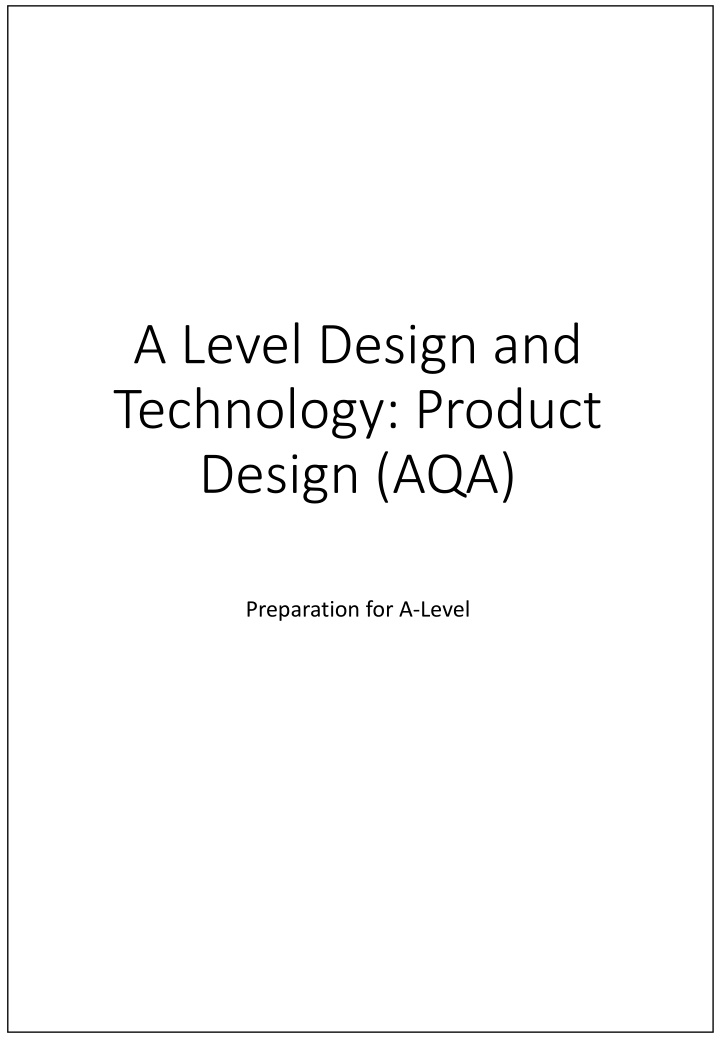 A-Level Design and Technology: Product Design (AQA) Preparation