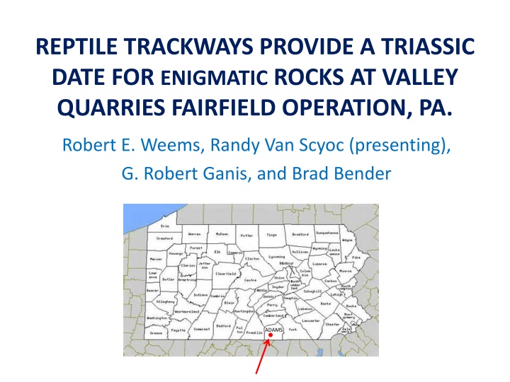 Enigmatic Triassic Rocks and Reptile Trackways in Fairfield, Pennsylvania