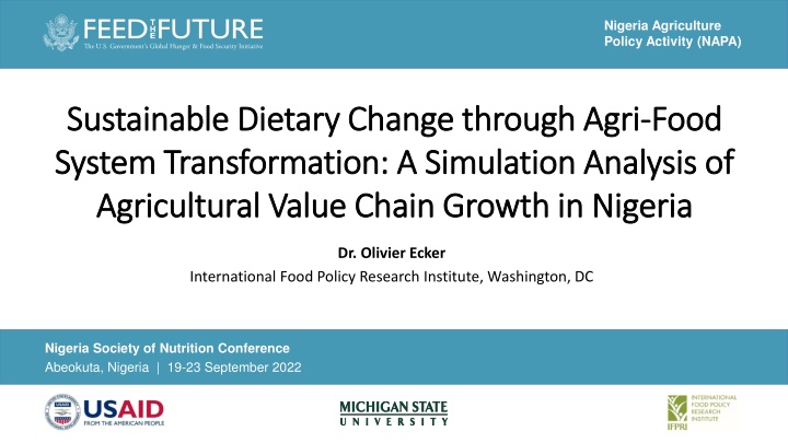 Nigeria Agriculture Policy Activity (NAPA) - Sustainable Dietary Change Through Agri-Food System Transformation