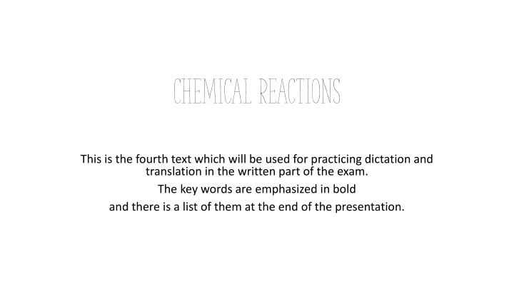 Chemical Reactions and Catalysts