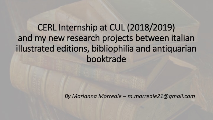 Italian Illustrated Editions and Provenance Research Projects