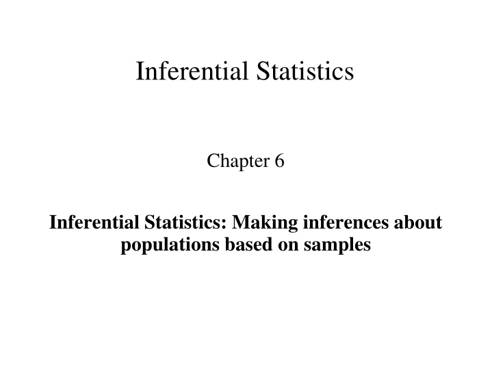 Inferential Statistics