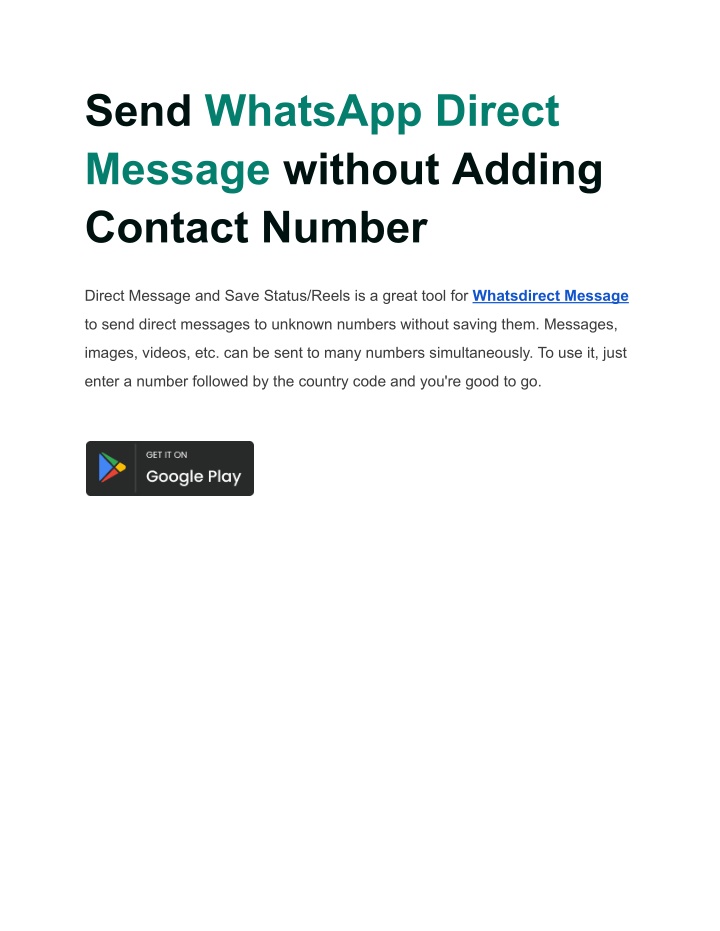 send whatsapp direct message without adding n.w
