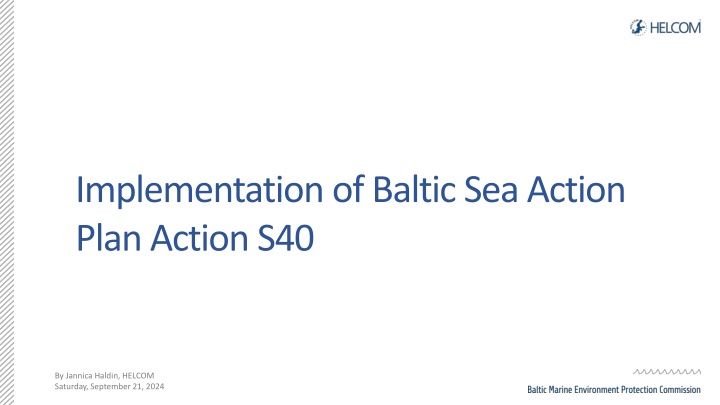 Implementation of Baltic Sea Action Plan Action S40 Overview