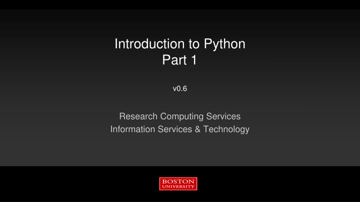 Python Tutorial and Resources for Research Computing Services