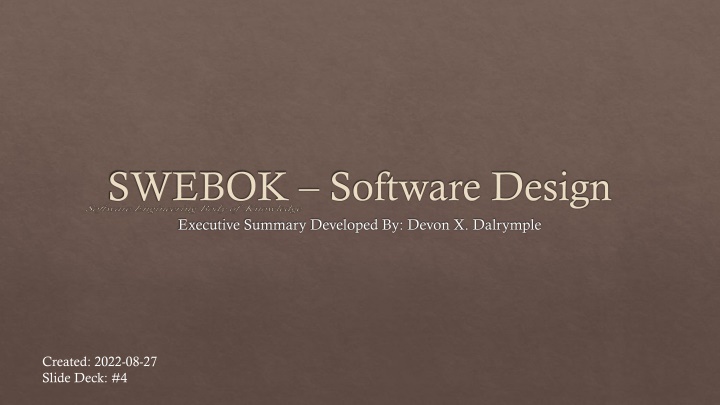 Software Design Principles and Definitions: A Comprehensive Overview