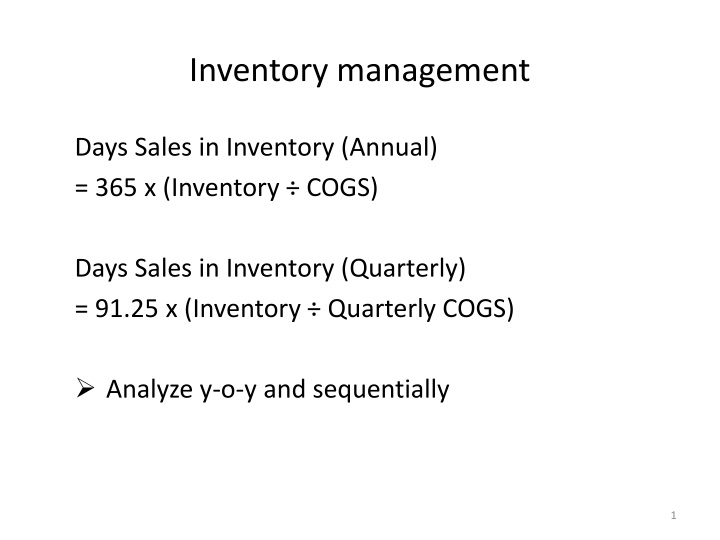 Insights into Inventory Management and Financial Analysis