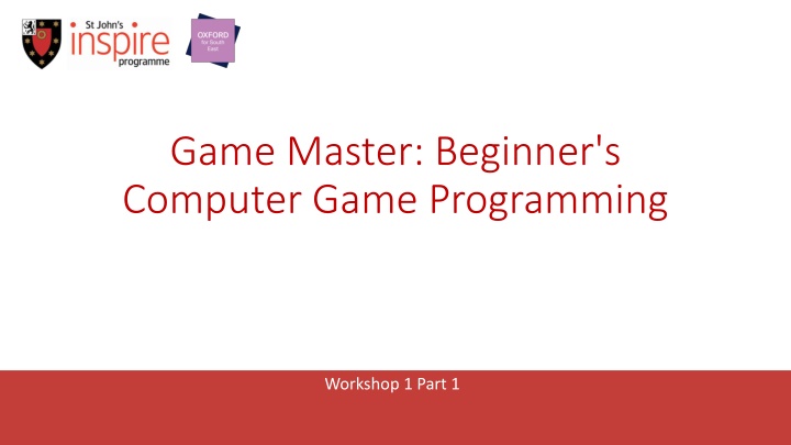 Beginner's Computer Game Programming Workshop Part 1