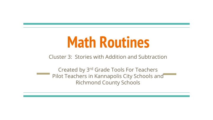 Math Routines Cluster 3: Stories with Addition and Subtraction