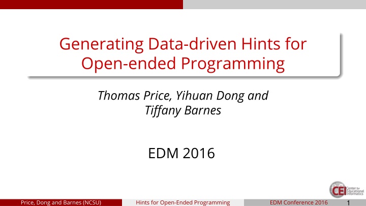 Enhancing Novice Programming Environments with Data-Driven Hints
