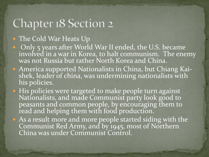 The Cold War Heats Up: Korea and China Conflict