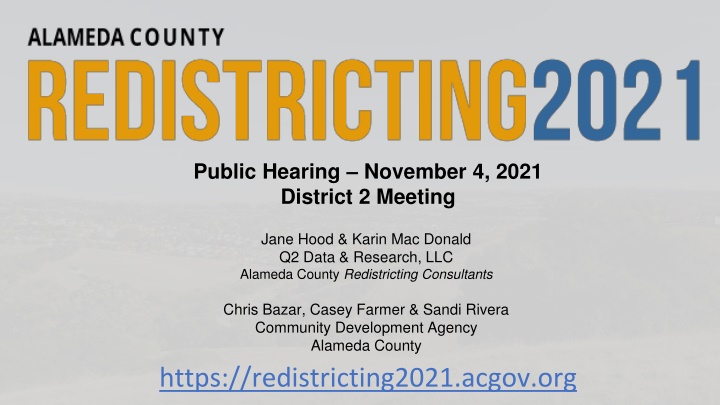 Alameda County Redistricting Meeting Overview