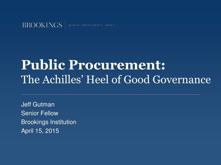 The Significance of Public Procurement in Governance and Policy