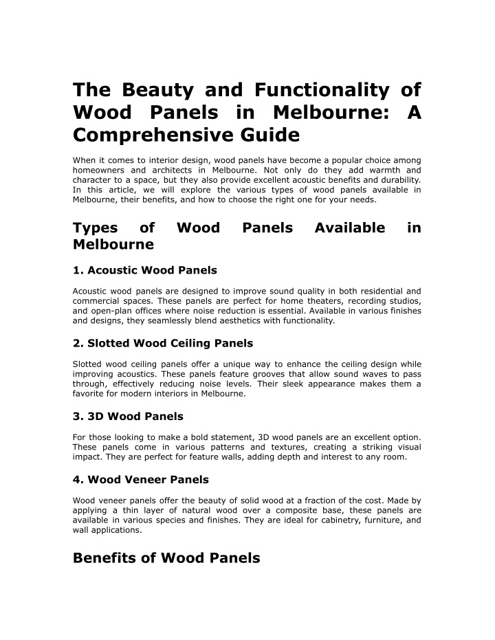 the beauty and functionality of wood panels n.w