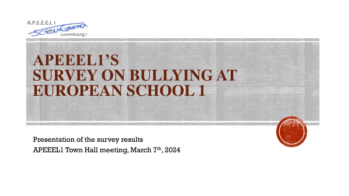 Addressing Bullying Concerns at European School: Survey Results & Action Plan