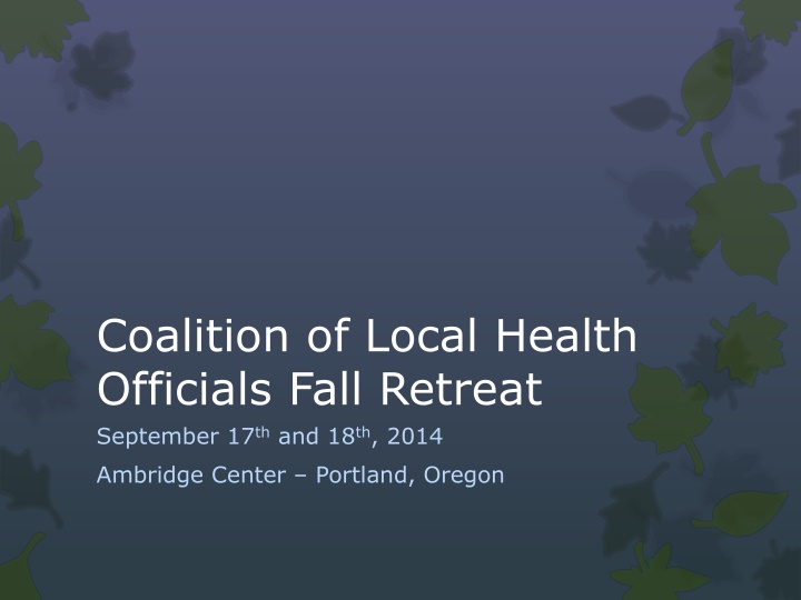 CLHO Fall Retreat 2014 - Schedule, Goals, and Activities