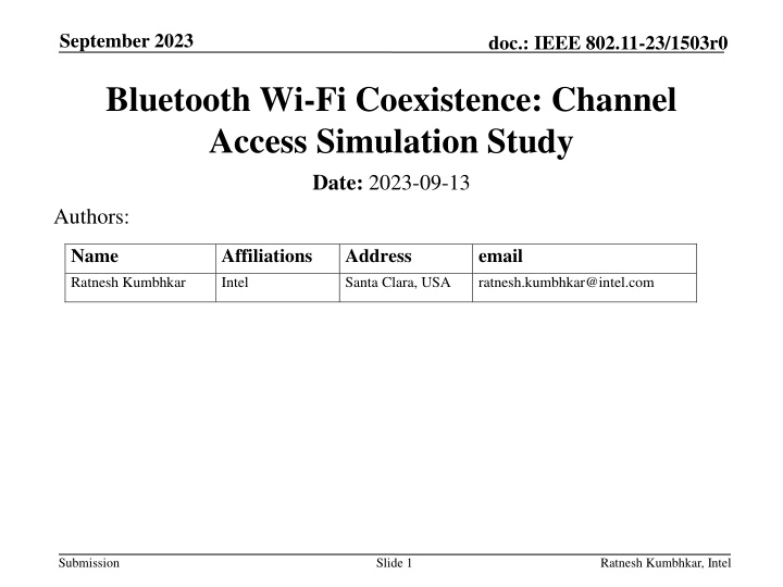 Channel Access Simulation Study for Bluetooth-Wi-Fi Coexistence in IEEE 802.11-23