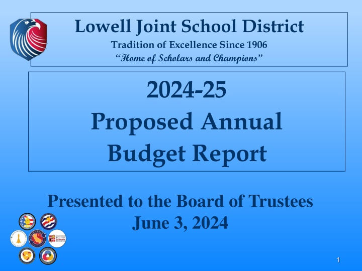 Lowell Joint School District 2024-25 Proposed Annual Budget Report