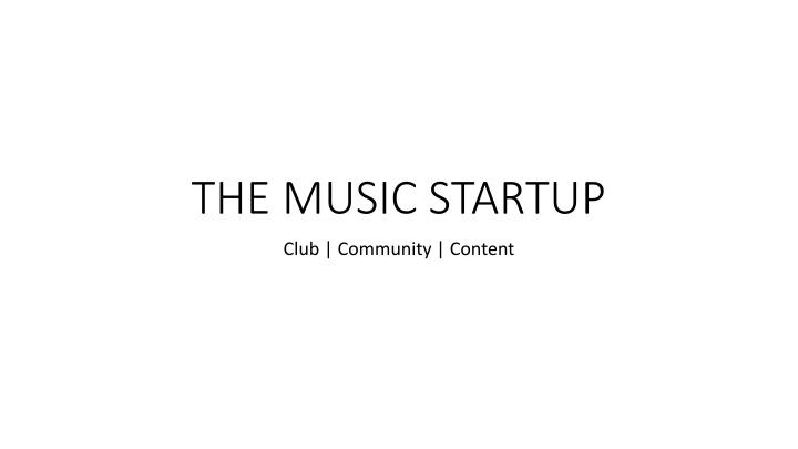 The Music Startup: A Vision for Innovation and Growth