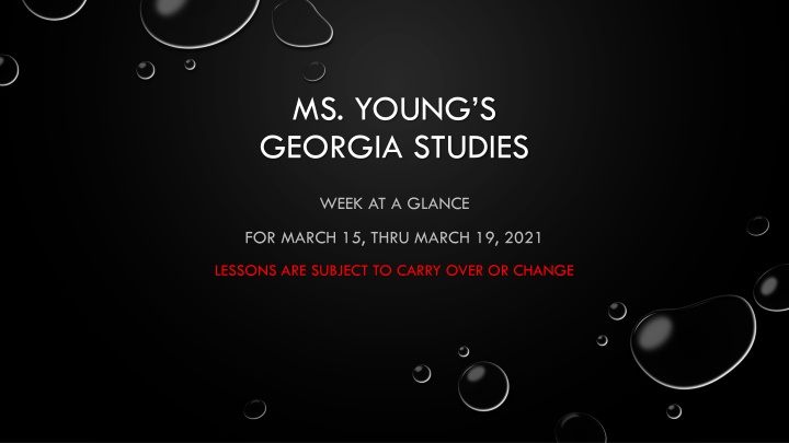 Georgia Studies Week at a Glance: March 15-19, 2021