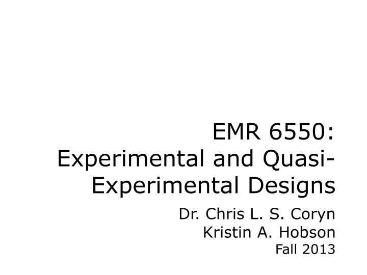 Quasi-Experimental and Interrupted Time-Series Designs Overview