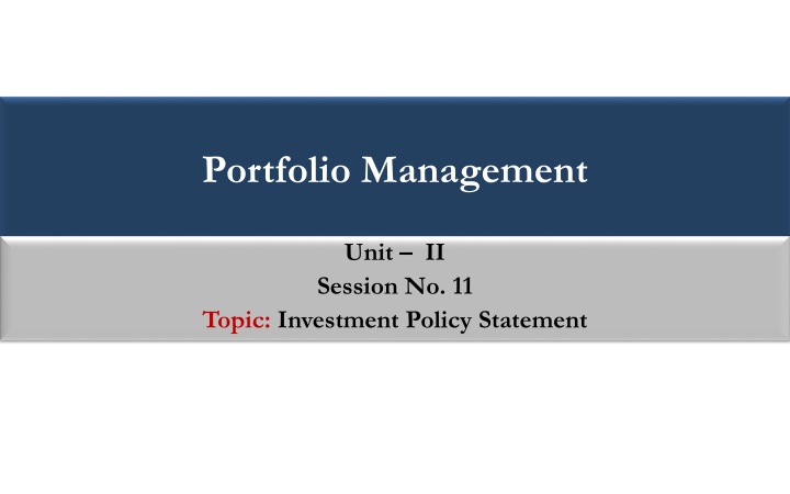 Investment Policy Statements in Portfolio Management