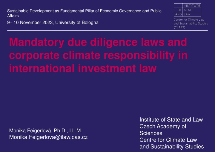 Corporate Climate Responsibility and Mandatory Due Diligence Laws in International Investment Law