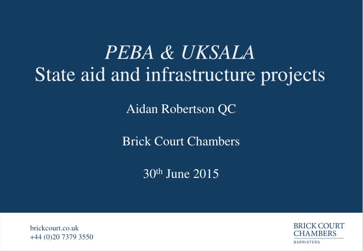 State Aid and Infrastructure Projects in the EU