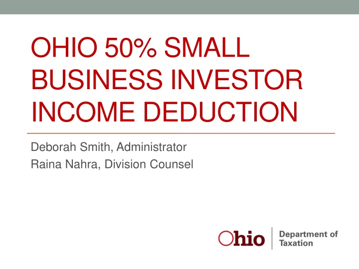 Ohio Small Business Investor Income Deduction Overview