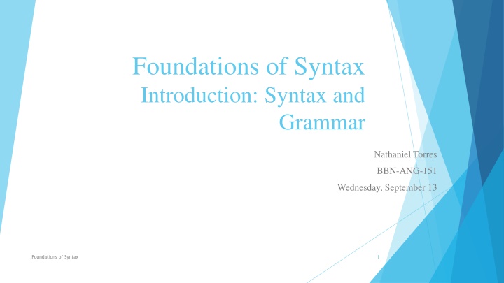 The Foundations of Syntax in Language