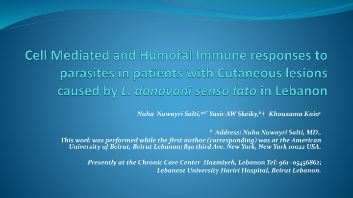 Immune Responses to Leishmania Infections in Eastern Mediterranean Region