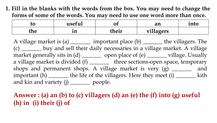 Language Exercises for Practice