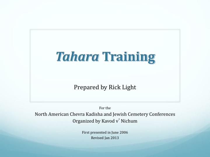Tahara Training for Jewish Burial Preparation